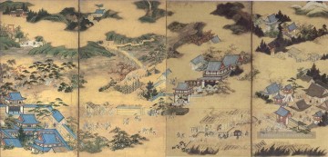  vu - vues célèbres de Sagano et vues célèbres de Uji paire 1 Kano Eitoku japonais